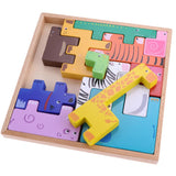 Maxbell Maxbell Kids Baby Wooden Animal Geometry Shapes Building Blocks Board Puzzle Early Cognition Learning Educational Stacking Matching Toy