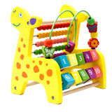 Maxbell Maxbell 3 in 1 Kids Wooden Fawn Number Blocks Abacus Developmental Toys Beads Maze