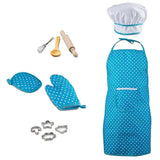 Maxbell Maxbell 11 pieces Kids Kitchen Cooking Baking Food Cake Kits, Pretend Play Game Toy Chef Apron Cap Glove Set, Wooden Spoon Rolling Pin Whisk Cake Molds Kits