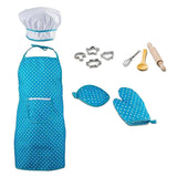 Maxbell Maxbell 11 pieces Kids Kitchen Cooking Baking Food Cake Kits, Pretend Play Game Toy Chef Apron Cap Glove Set, Wooden Spoon Rolling Pin Whisk Cake Molds Kits