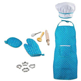 Maxbell Maxbell 11 pieces Kids Kitchen Cooking Baking Food Cake Kits, Pretend Play Game Toy Chef Apron Cap Glove Set, Wooden Spoon Rolling Pin Whisk Cake Molds Kits