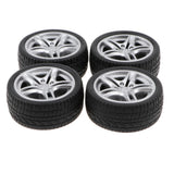 Maxbell 8pcs 1: 10 Drift Car Racing Car 5 Spoke Black Wheel Rims & Rubber Tires 48mm
