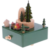 Maxbell Creative Wooden Musical Box Ornament Toy -Train Running Through the Cave D
