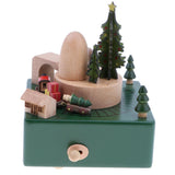 Maxbell Creative Wooden Musical Box Ornament Toy -Train Running Through the Cave D