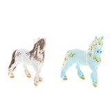 Maxbell 2Pcs Elven Horse with Flower Animal Model Figurines Kids Toy Home Decor