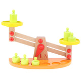 Maxbell Balance Scale with 6 Pieces Wooden Weights Kids Montessori Educational Toy