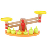 Maxbell Balance Scale with 6 Pieces Wooden Weights Kids Montessori Educational Toy