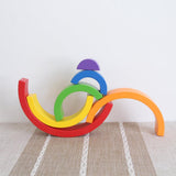 Maxbell Montessori Bee Cliping Box Set Rainbow Stacking Blocks Kids Wooden Toy