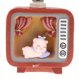 Maxbell Sleeping Pig Figurine TV Model Kid Toy Desk Playhouse Home Decor Ornament #B
