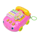 Maxbell Cartoon Telephone Vehicle Kids Pretend Play Early Educational Toy - Pink