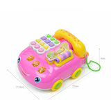 Maxbell Cartoon Telephone Vehicle Kids Pretend Play Early Educational Toy - Pink