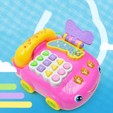 Maxbell Cartoon Telephone Vehicle Kids Pretend Play Early Educational Toy - Pink