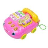 Maxbell Cartoon Telephone Vehicle Kids Pretend Play Early Educational Toy - Pink