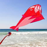 Maxbell Red Dolphin Frameless Soft Parafoil Kite for Kids & Adults Park Beach Play