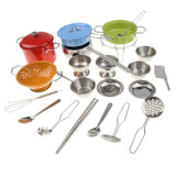 Maxbell 25PCS Colorful Kids Pretend Play Stainless Steel Cookware Kitchen Toy Set