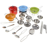Maxbell 25PCS Colorful Kids Pretend Play Stainless Steel Cookware Kitchen Toy Set
