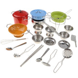 Maxbell 25PCS Colorful Kids Pretend Play Stainless Steel Cookware Kitchen Toy Set