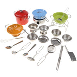 Maxbell 25PCS Colorful Kids Pretend Play Stainless Steel Cookware Kitchen Toy Set