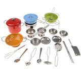 Maxbell 25PCS Colorful Kids Pretend Play Stainless Steel Cookware Kitchen Toy Set