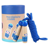 Maxbell Adjustable Skipping Jump Rope Wooden Handle Rope Fitness Equipment - Blue