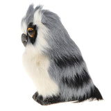 Maxbell Realistic Squatting Faux Fur Owl Animal Model Figures Home Decoration Grey
