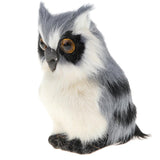 Maxbell Realistic Squatting Faux Fur Owl Animal Model Figures Home Decoration Grey