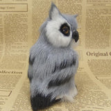 Maxbell Realistic Squatting Faux Fur Owl Animal Model Figures Home Decoration Grey