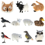 Maxbell Realistic Squatting Faux Fur Owl Animal Model Figures Home Decoration Grey