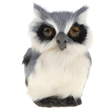 Maxbell Realistic Squatting Faux Fur Owl Animal Model Figures Home Decoration Grey