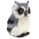 Maxbell Realistic Squatting Faux Fur Owl Animal Model Figures Home Decoration Grey