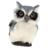 Maxbell Realistic Squatting Faux Fur Owl Animal Model Figures Home Decoration Grey