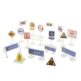 Maxbell 18 pieces Kids Block Street Traffic Signs Kid Children's Educational Toy for Traffic Knowledge Learning Car & Train Scenery Playset Gift #F - Aladdin Shoppers