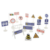 Maxbell 18 pieces Kids Block Street Traffic Signs Kid Children's Educational Toy for Traffic Knowledge Learning Car & Train Scenery Playset Gift #D - Aladdin Shoppers