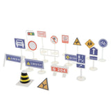 Maxbell 18 pieces Kids Block Street Traffic Signs Kid Children's Educational Toy for Traffic Knowledge Learning Car & Train Scenery Playset Gift #D - Aladdin Shoppers