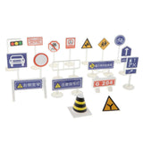 Maxbell 18 pieces Kids Block Street Traffic Signs Kid Children's Educational Toy for Traffic Knowledge Learning Car & Train Scenery Playset Gift #D - Aladdin Shoppers