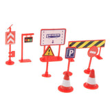 Maxbell 9 pieces Kids Roadblock Traffic Signs Kid Children's Educational Toy for Traffic Knowledge Learning Car & Train Scenery Playset Gift Red - Aladdin Shoppers