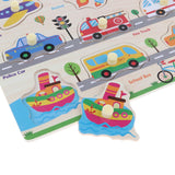 Maxbell Wooden Peg Jigsaw Puzzle Kids Preschool Educational Toy Gift Traffic