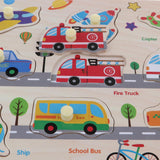 Maxbell Wooden Peg Jigsaw Puzzle Kids Preschool Educational Toy Gift Traffic