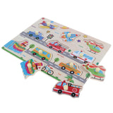 Maxbell Wooden Peg Jigsaw Puzzle Kids Preschool Educational Toy Gift Traffic
