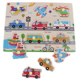 Maxbell Wooden Peg Jigsaw Puzzle Kids Preschool Educational Toy Gift Traffic