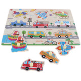 Maxbell Wooden Peg Jigsaw Puzzle Kids Preschool Educational Toy Gift Traffic