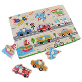 Maxbell Wooden Peg Jigsaw Puzzle Kids Preschool Educational Toy Gift Traffic
