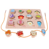 Maxbell 2-in-1 Wooden Cartoon Jigsaw Puzzles Blocks Board & Beads Threading Educational Toy Play Activity- Marine - Aladdin Shoppers