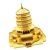 Maxbell 1:720 Scale Chinese History Architecture 3D Metal Puzzle Jigsaw - Leifeng Pagoda Tower Building Statue Model Toy Home Decor Xmas Gifts Golden - Aladdin Shoppers