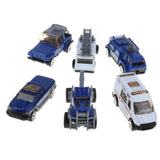 Maxbell 6 Pieces Kids Toy Model Alloy Diecast Car 1:64 Vehicle Model Set Collection Gift - Police Cars - Aladdin Shoppers