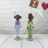 Maxbell Maxbell Lovely Handmade Resin Japanese Style Kimono Girl Doll with Umbrella Home Décor –Blue