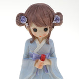 Maxbell Maxbell Lovely Handmade Resin Japanese Style Kimono Girl Doll with Umbrella Home Décor –Blue