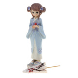 Maxbell Maxbell Lovely Handmade Resin Japanese Style Kimono Girl Doll with Umbrella Home Décor –Blue