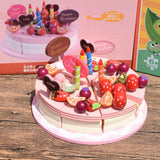 Maxbell Wooden Merry Christmas Fruit Birthday Cake & Tableware Playsets Play Food Kids Fun Cutting Toy Kitchen Role Pretend Play Cooking - Aladdin Shoppers