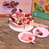 Maxbell Wooden Merry Christmas Fruit Birthday Cake & Tableware Playsets Play Food Kids Fun Cutting Toy Kitchen Role Pretend Play Cooking - Aladdin Shoppers